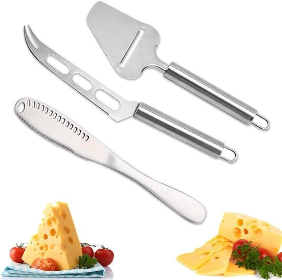 Set di coltelli per formaggio in acciaio inossidabile - coltelli e coltelli - 3 pezzi - acciaio inossidabile