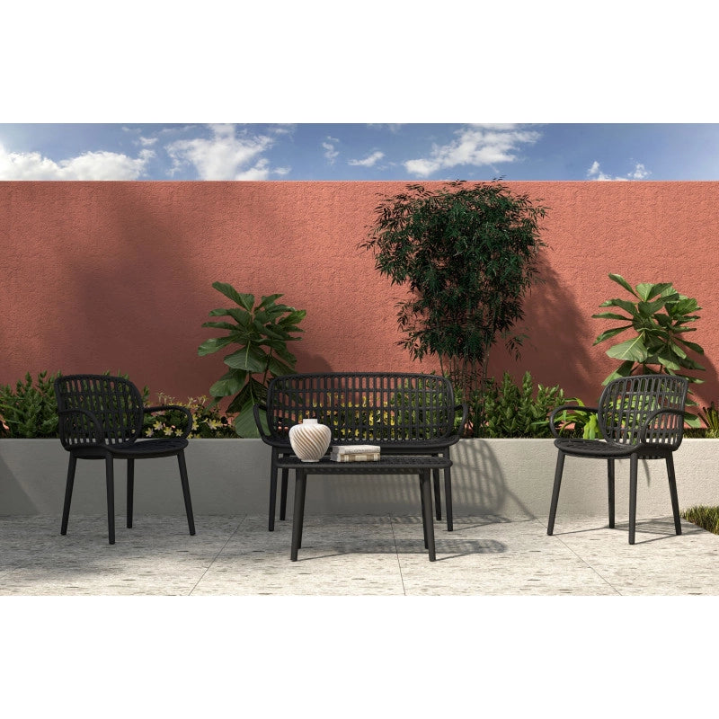 Set tavolino 2 sedie divano Portofino Garden con cuscini 3 colori - Bianco