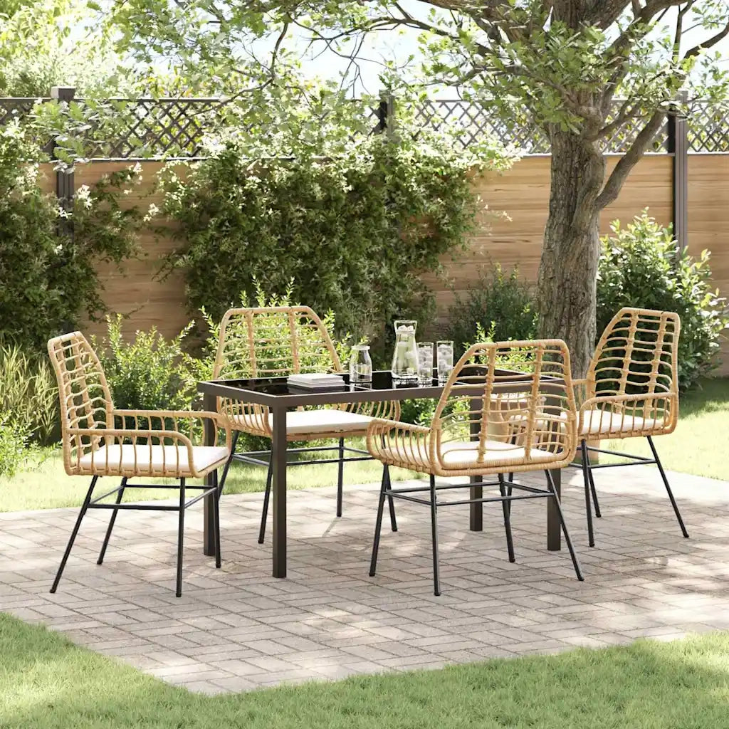 Set da Pranzo per Giardino 5 pcs Marrone polyrattan 3380864