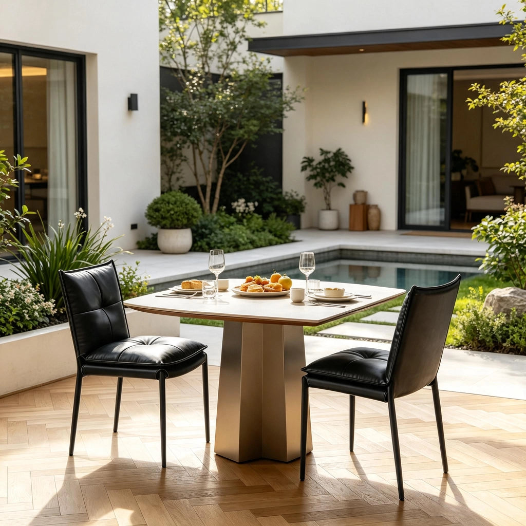 SEDIA da pranzo Set 2 pezzi 48x55x87 cm Nero in similpelle
