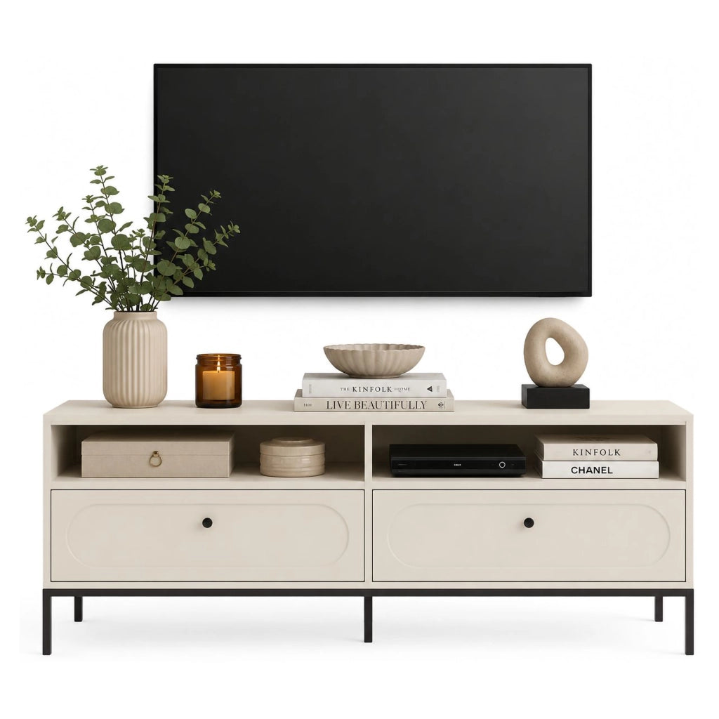 Limanesi, Mobile Porta tv 2 Cassetti, 150x40x60h cm Beige