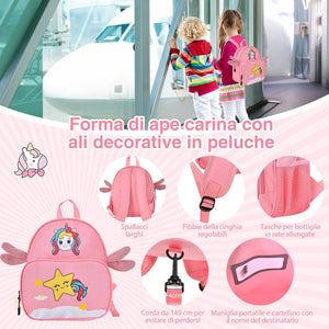 Valigia Cavalcabile per Bambini, 18" Valigia+ 12" Zaino,2 Pezzi, Trolley Bambini Bagaglio a Mano con Ruote Girevoli e Maniglia Retrattile, 2 Cingie Multiuso (Modello 5)