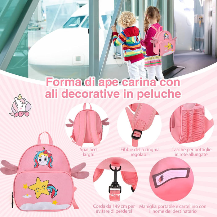 Valigia Cavalcabile per Bambini, 18" Valigia+ 12" Zaino,2 Pezzi, Trolley Bambini Bagaglio a Mano con Ruote Girevoli e Maniglia Retrattile, 2 Cingie Multiuso (Modello 5)