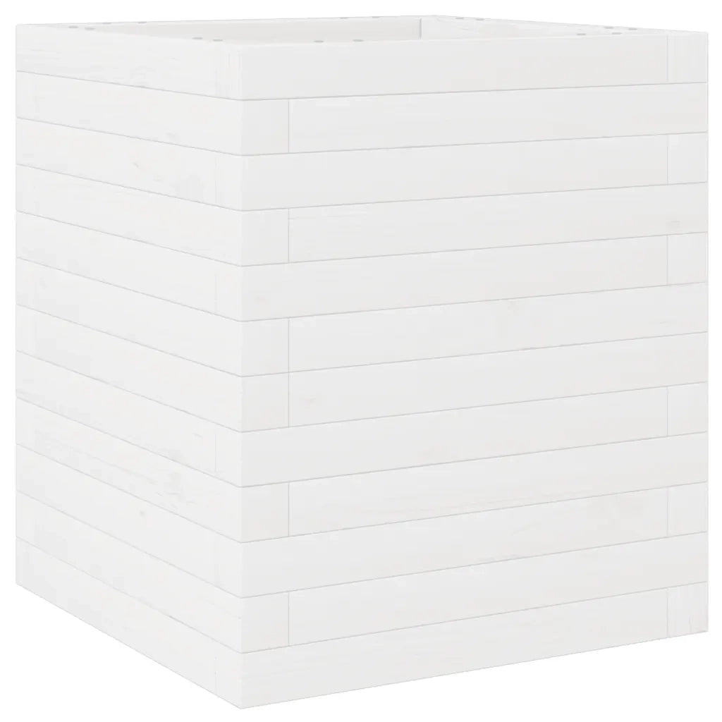 Fioriera | Cassetta per fiori | Vaso da Giardino Bianca 40x40x46 cm Legno Massello di Pino