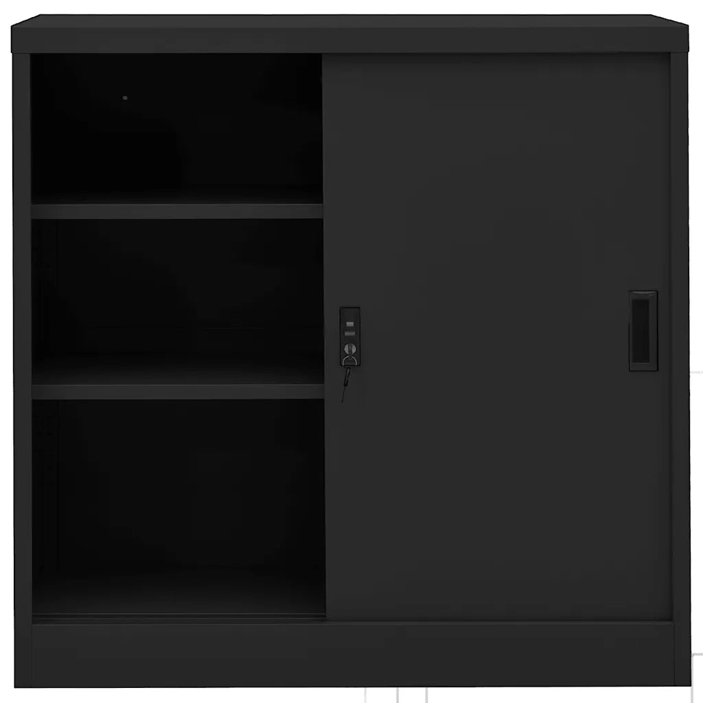 Armadio Ufficio Anta Scorrevole Antracite 90x40x90cm Acciaio 335953