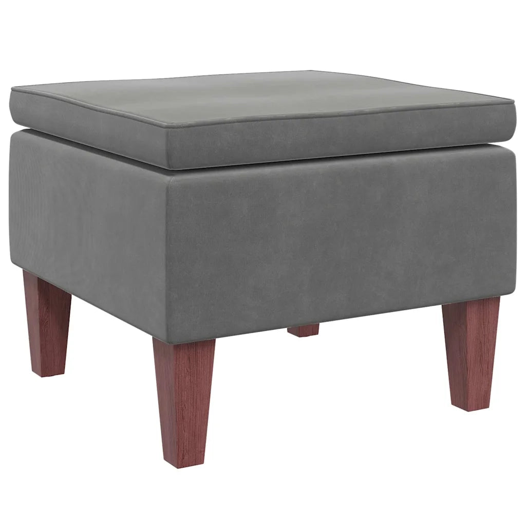 Poggiapiedi con Gambe in Legno Grigio Scuro in Velluto cod mxl 41790