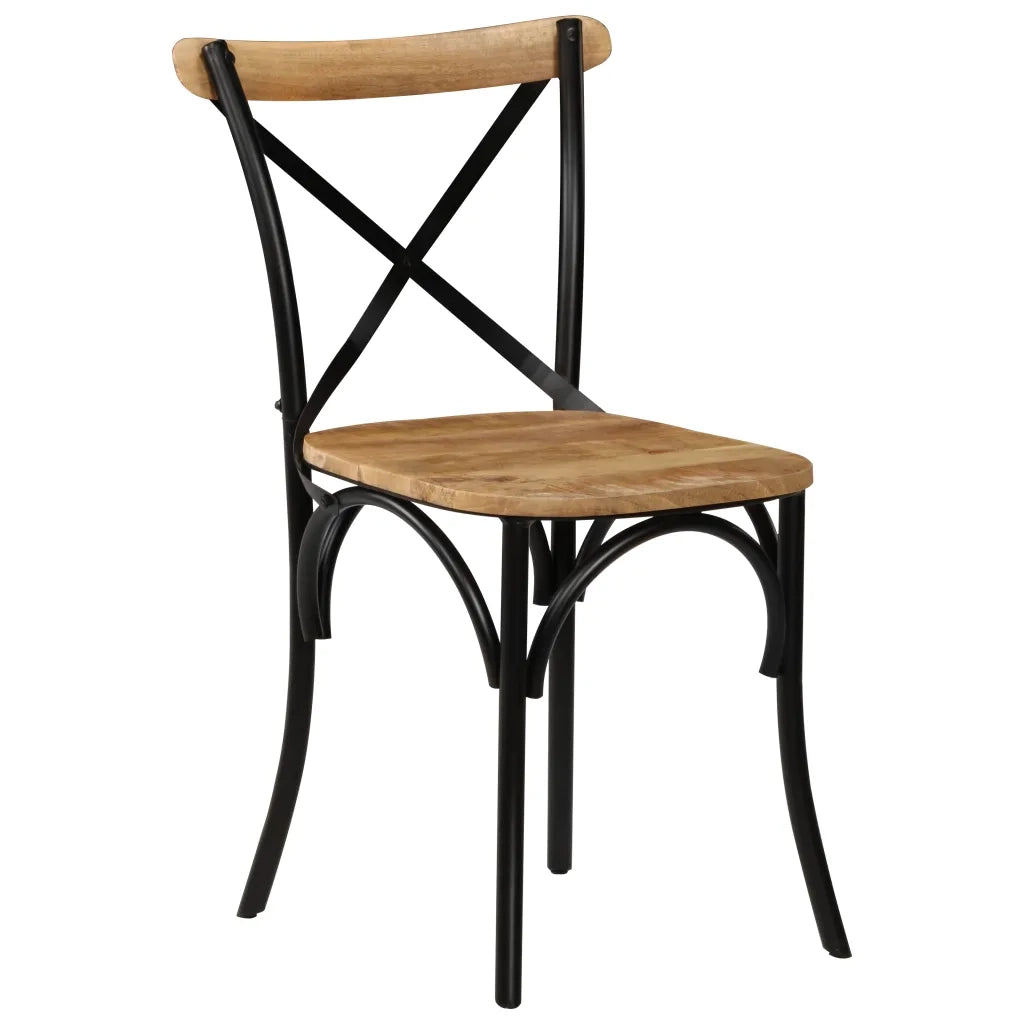 Sedie a Croce 6 pz Nere in Legno Massello di Mango 278774