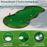 Putting Green, Tappetino da Interno per Putting con 3 Buchi e Palline da Golf, Tappetino da Golf per Casa, Ufficio, Giardino e Patio, 300 cm x 150 cm