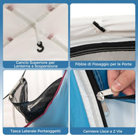 Tenda Campeggio 3-5 Persone, Tenda Doppia Porta, Tenda Anti UV Impermeabile e Antivento, Facile da Montare, per 3 Stagioni, Spiaggia Campeggio Pesca, 248 x 248 x 230 cm