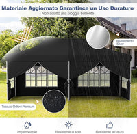 Gazebo da Giardino 3 x 6 m, Tendone per Feste con 6 Pannelli Laterali Rimovibili, con Borsa da Trasporto, Design Pop-up, per Matrimonio Eventi e Barbecue (Nero)