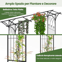 Arco da Giardino 206 x 206 CM, Pergolato per Piante Rampicanti, Pergola Decorativo di Metallo per Cerimonie, Feste, Cortile e Prato (Nero)