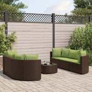 Set Divani da Giardino 7 pz con Cuscini Marrone in Polyrattan
