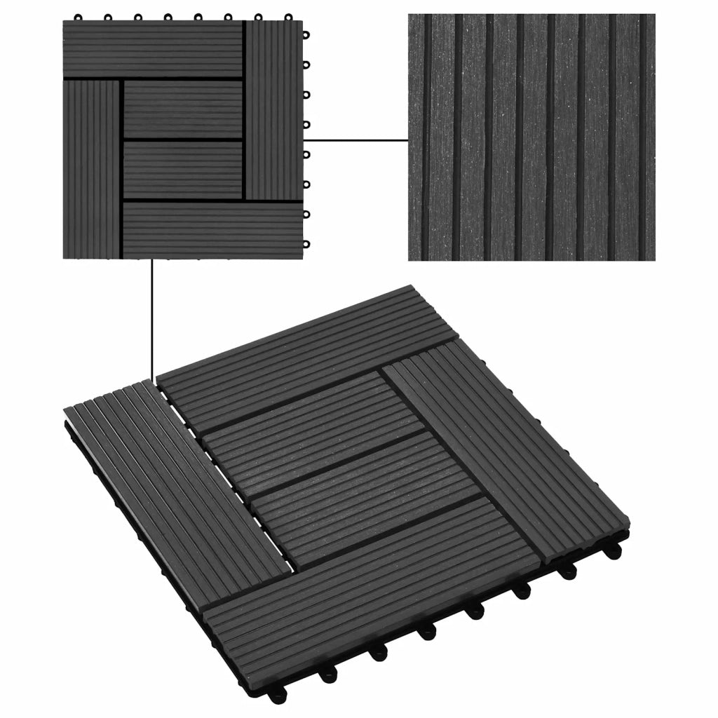 Piastrella per Decking 11 pz Nero 30 x 30 cm WPC CFW3145777