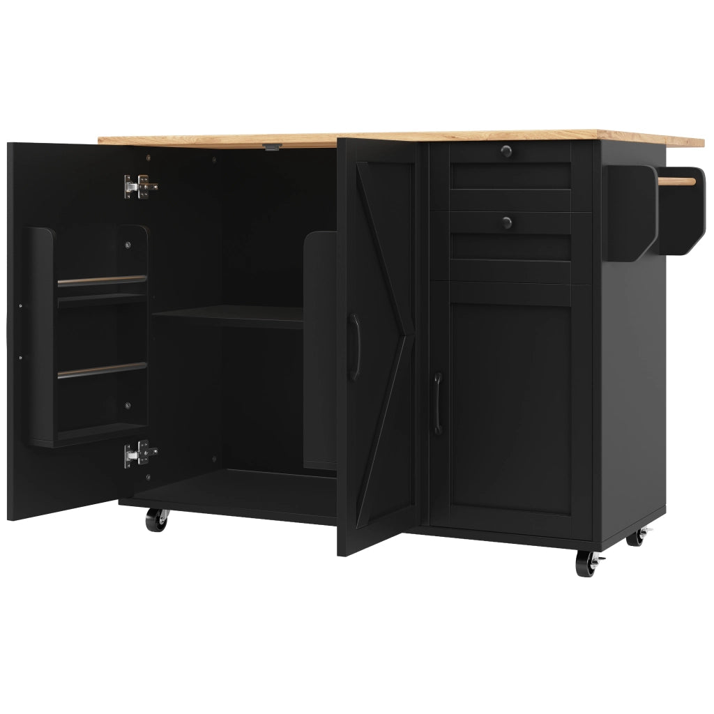 CARRELLO CUCINA MULTIFUNZIONALE 120x43,2x92 cm MDF Nero