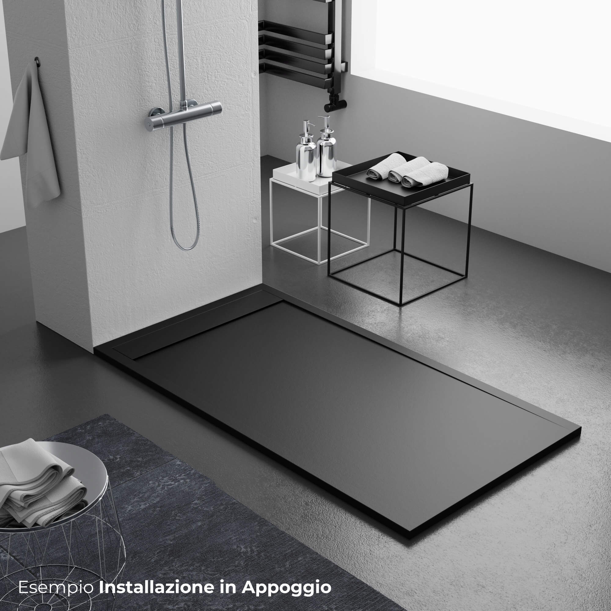 Piatto Doccia 80x130 cm in Pietra Bonussi Kamet Nero