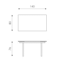 E-STYLO Tavolo allungabile con top bianco in vetro temperato e gambe in metallo bianco, 80cm X 140/200cm H. 76cm.
