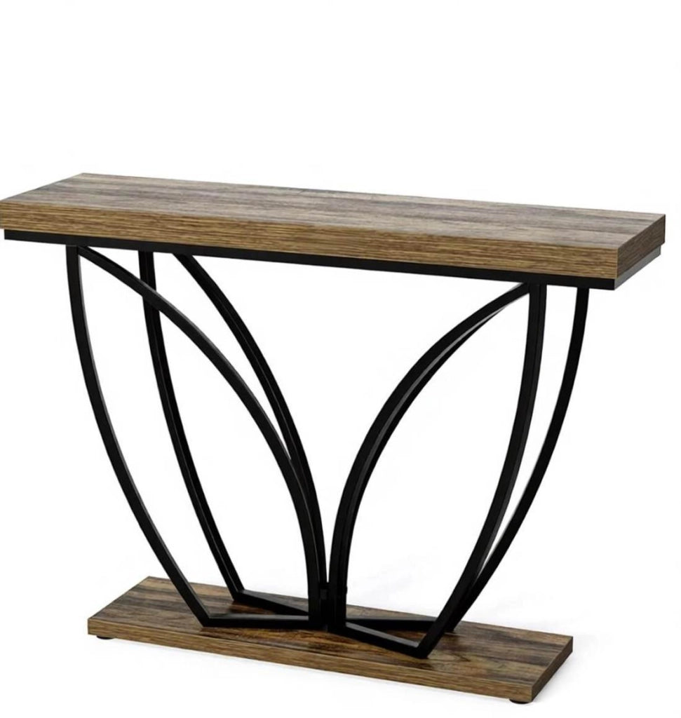 Consolle stretta 105 x 30 cm in MDF e metallo; nero e marrone rustico