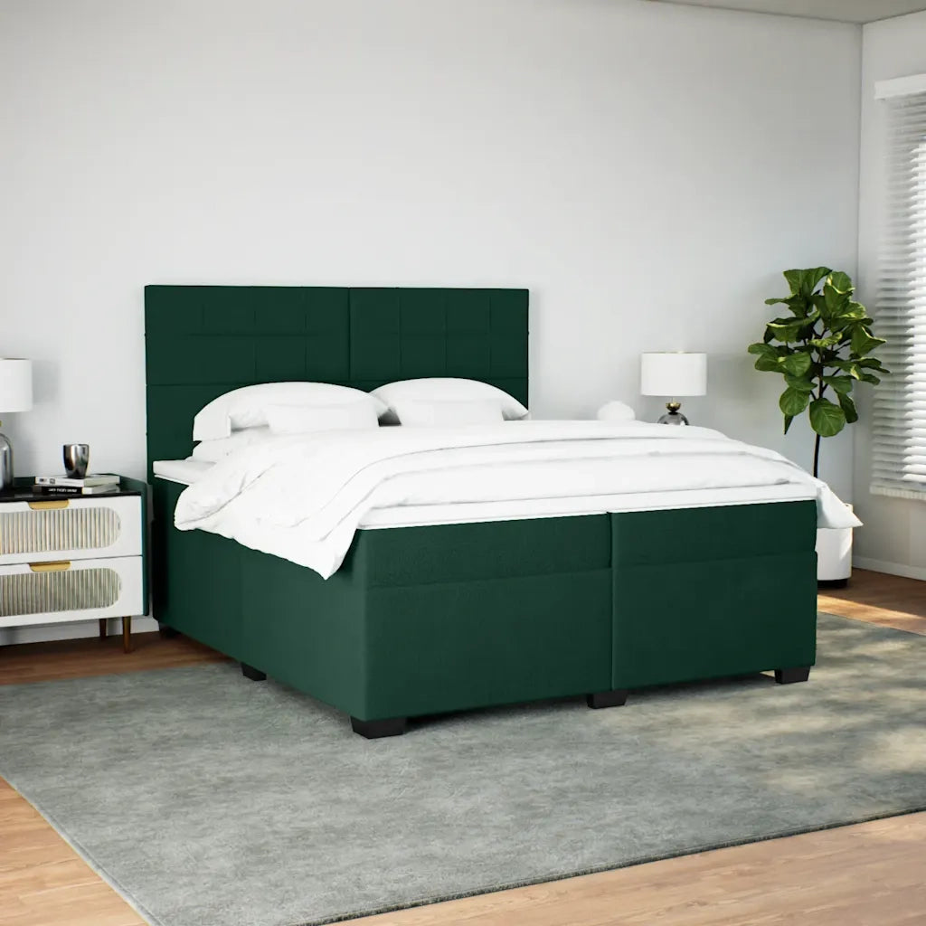Giroletto a Molle con Materasso Verde Scuro 200x200 cm Velluto