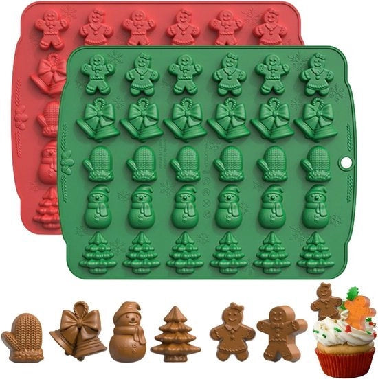 Mold per Dolci di Natale in Silicone da 30 Cavità per Peperone e Jellò per Feste Natalizie