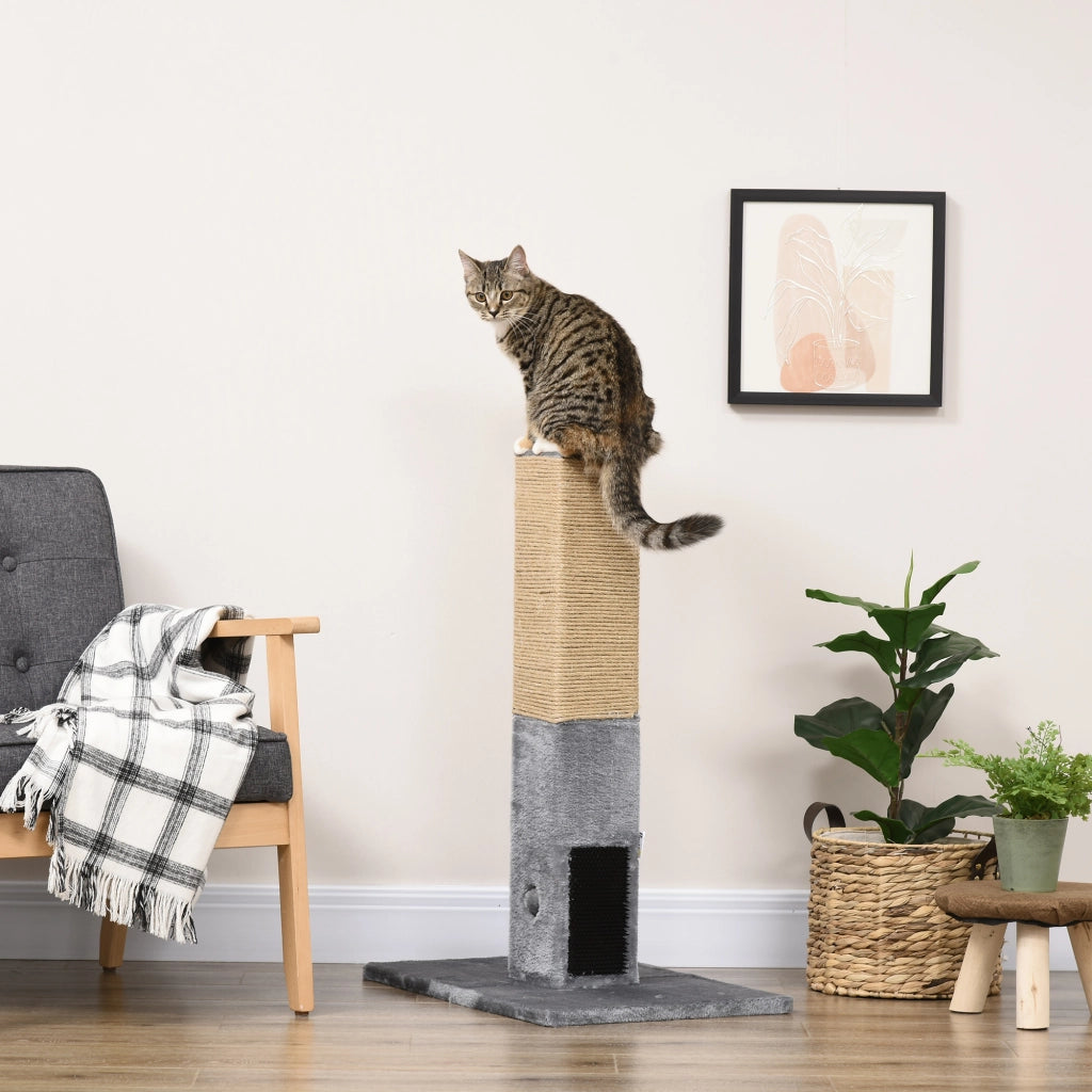 Grattatoio per Gatti con Palla e Sonagli ¨C Zephmum ¨C 59.5x39x79cm Grigio Beige