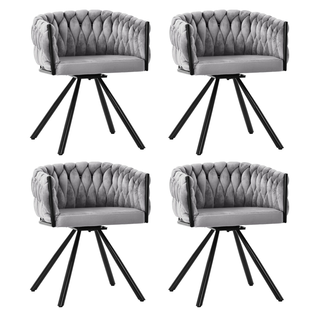 Set 4 sedie da pranzo girevoli in velluto grigio