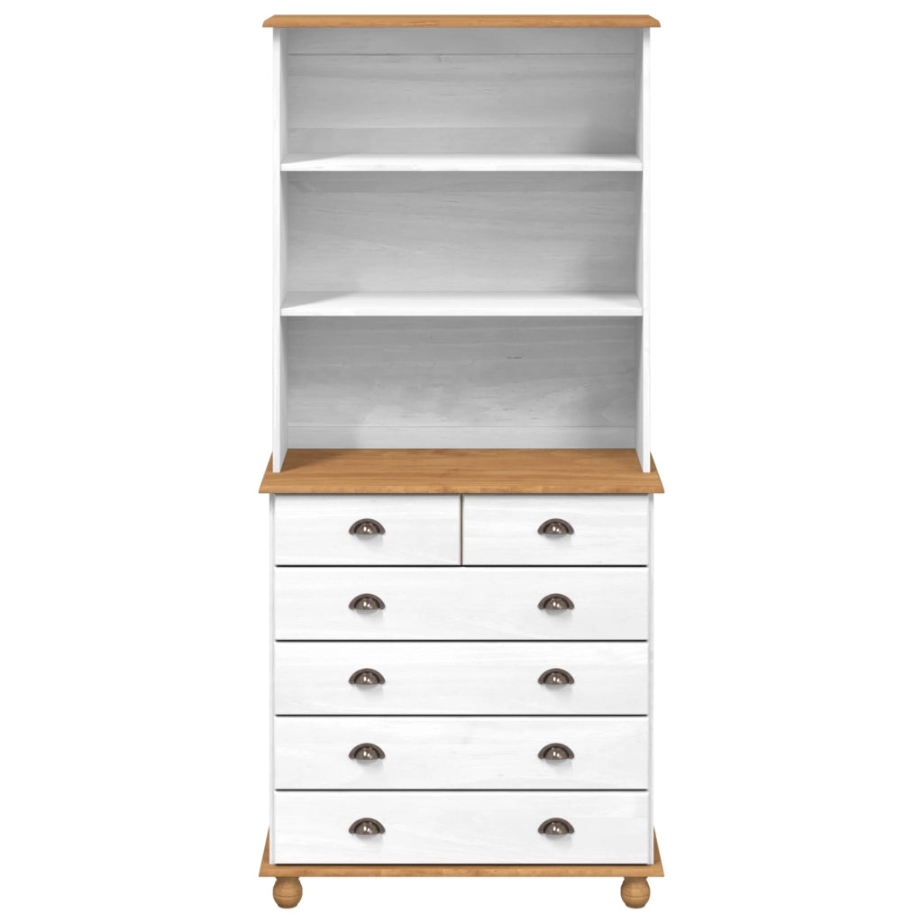 Vetrina  Â“ASKIMÂ” Bianca 91x40x199.5 cm Legno Massello di Pino
