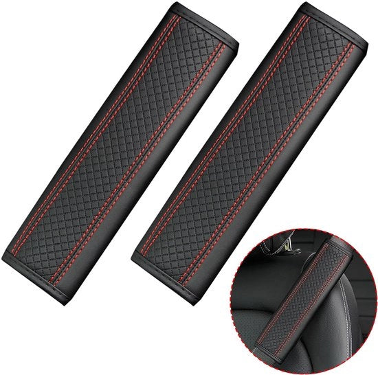 Cinturone di protezione per auto - 2 pezzi - Cuscino di supporto per collo - Materiale PU - Facile da installare - Protezione per cinturone di sicurezza - Comodo da indossare