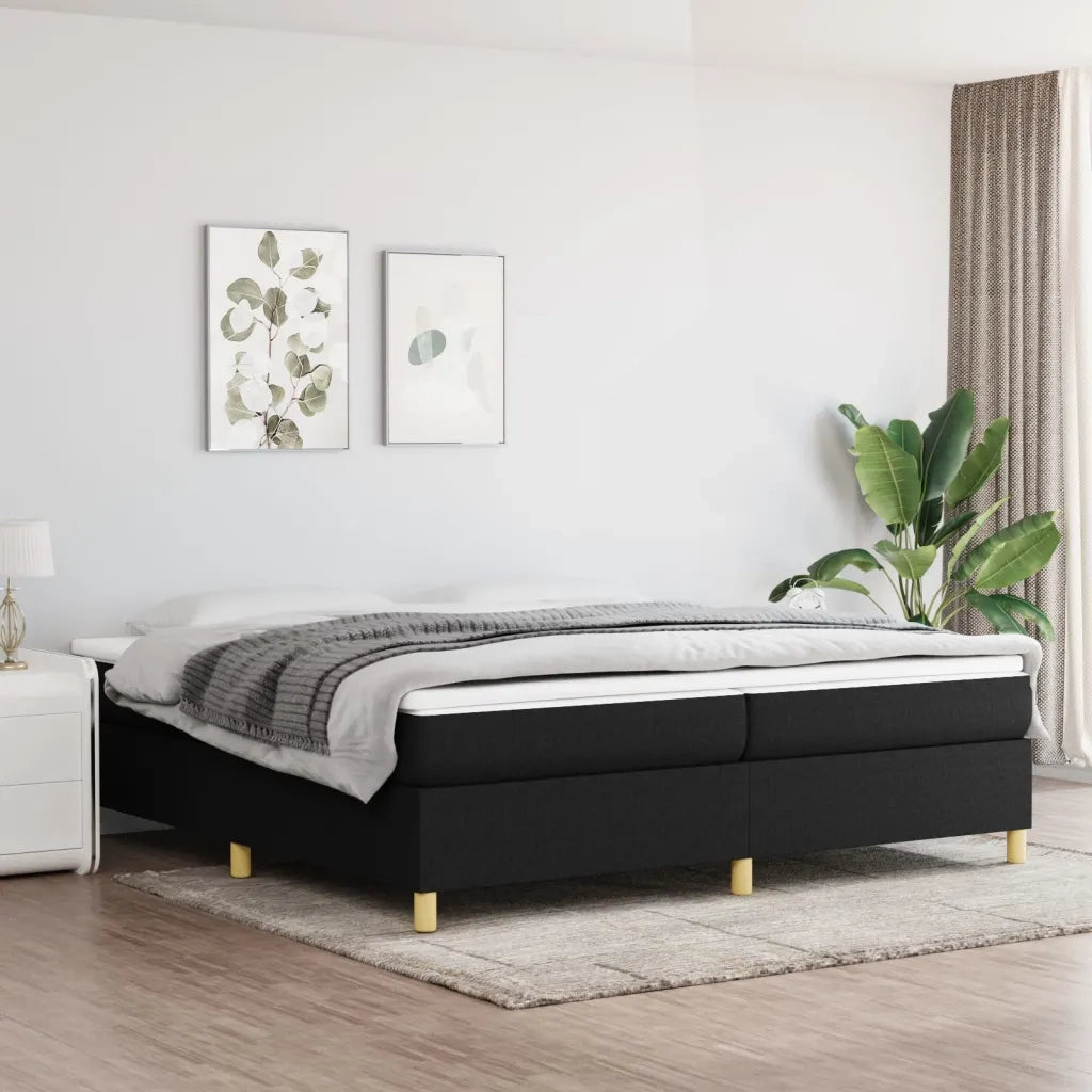 Struttura Letto a Rete a Molle-Giroletto Nero 200x200 cm in Tessuto 323700