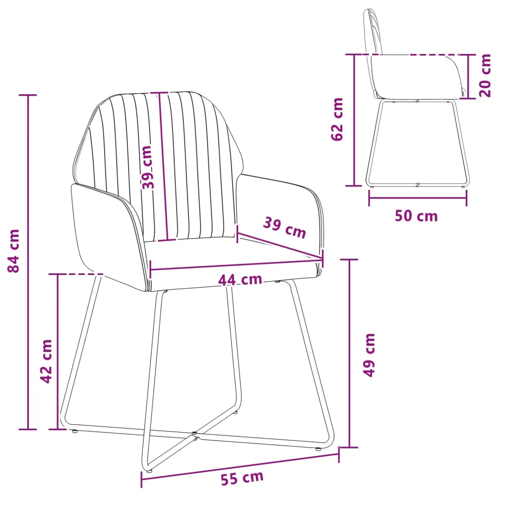 Sedie da pranzo 2 pz Velluto Turchese 55 x 50 x 84 cm 42034374