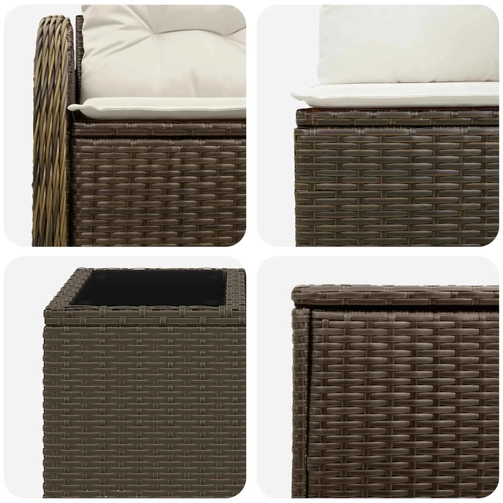 Set di divani 6 pz Marrone e Bianco Crema 3447130