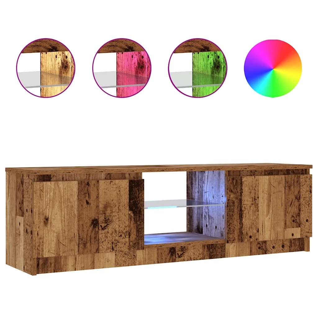 vidaXL Mobile Porta TV con LED Legno Antico 120x30x36 cm Multistrato