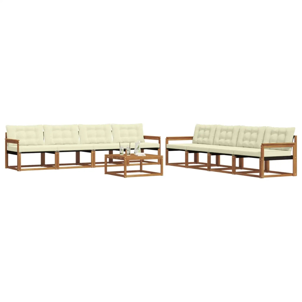 Set di divani da esterno con cuscino 9 pcs Naturale e Crema