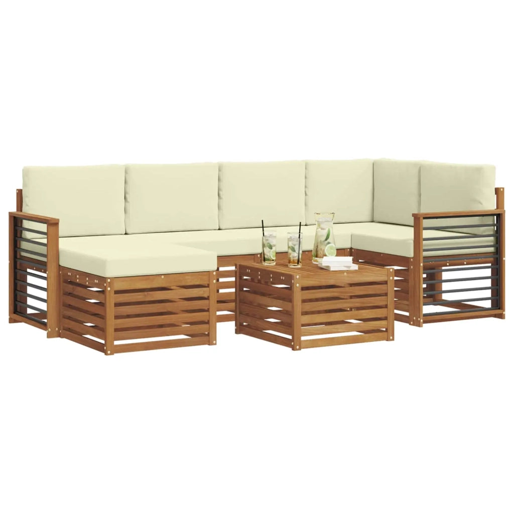 Set divano sezionale con cuscino 7 pcs Naturale e Crema