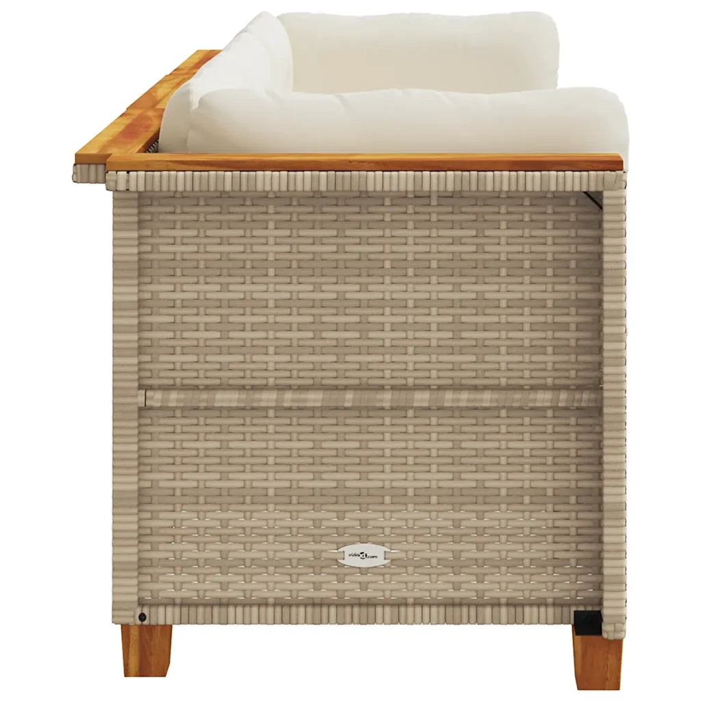 Divano da Giardino con Cuscini a 3 Posti Beige in Polyrattan 365919