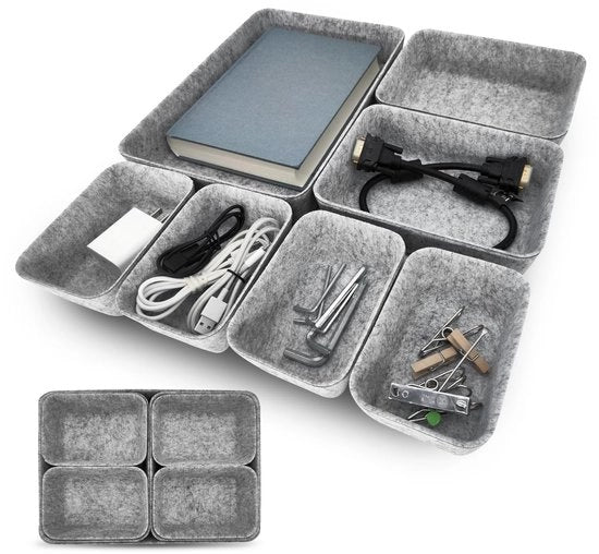 Organizzatore di carrello in velluto, set da 7 pezzi, velluto in poliester, 3 misure per organizzatori di carrelli DIY, organizzatore di carrello per accessori ufficio, tavolo da appendere, camera da letto (grigio chiaro)