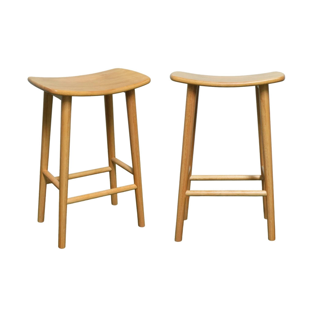 Set di 2 sgabelli da bar vintage in legno di hevea , marrone naturale
