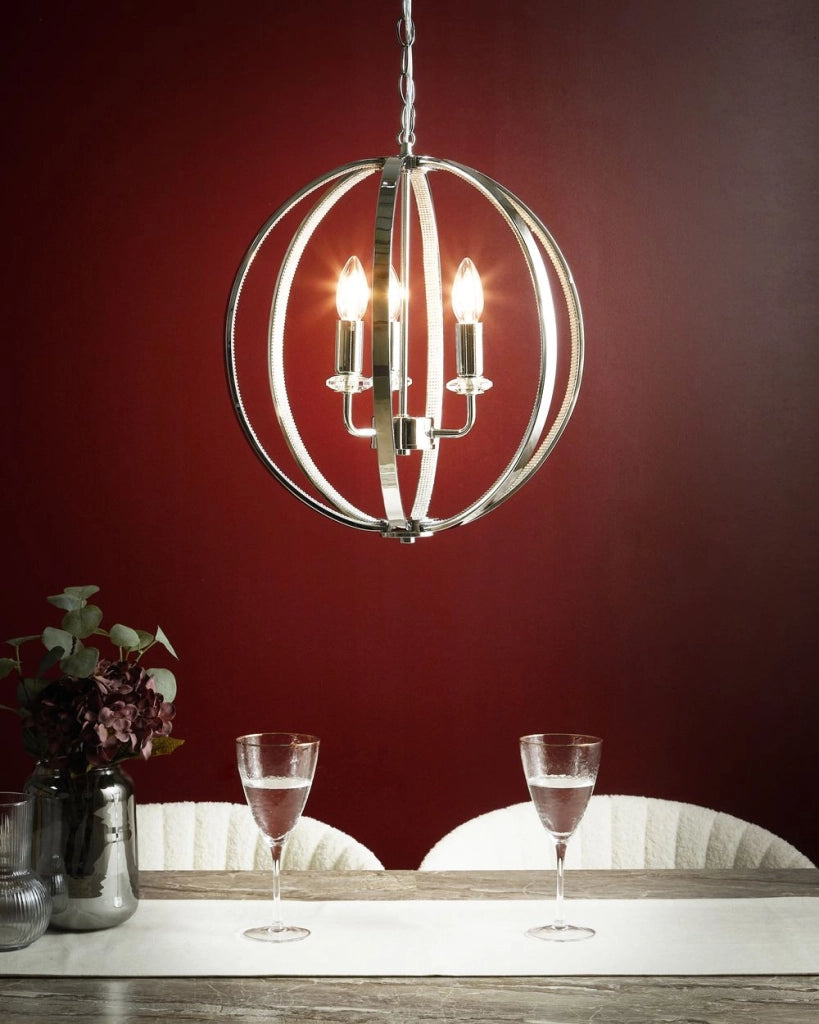 Lampadario Lampada a sospensione in ferro cromato con accenti di cristallo Illuminazione in stile glamour Soggiorno Sala da pranzo