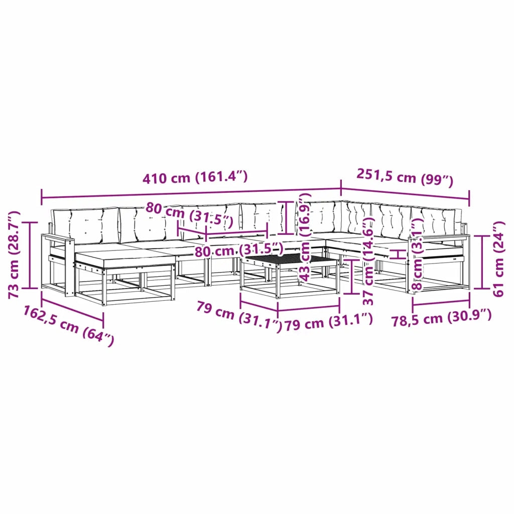 Set di divani da esterno 9 pz Bianco e Beige 3386907