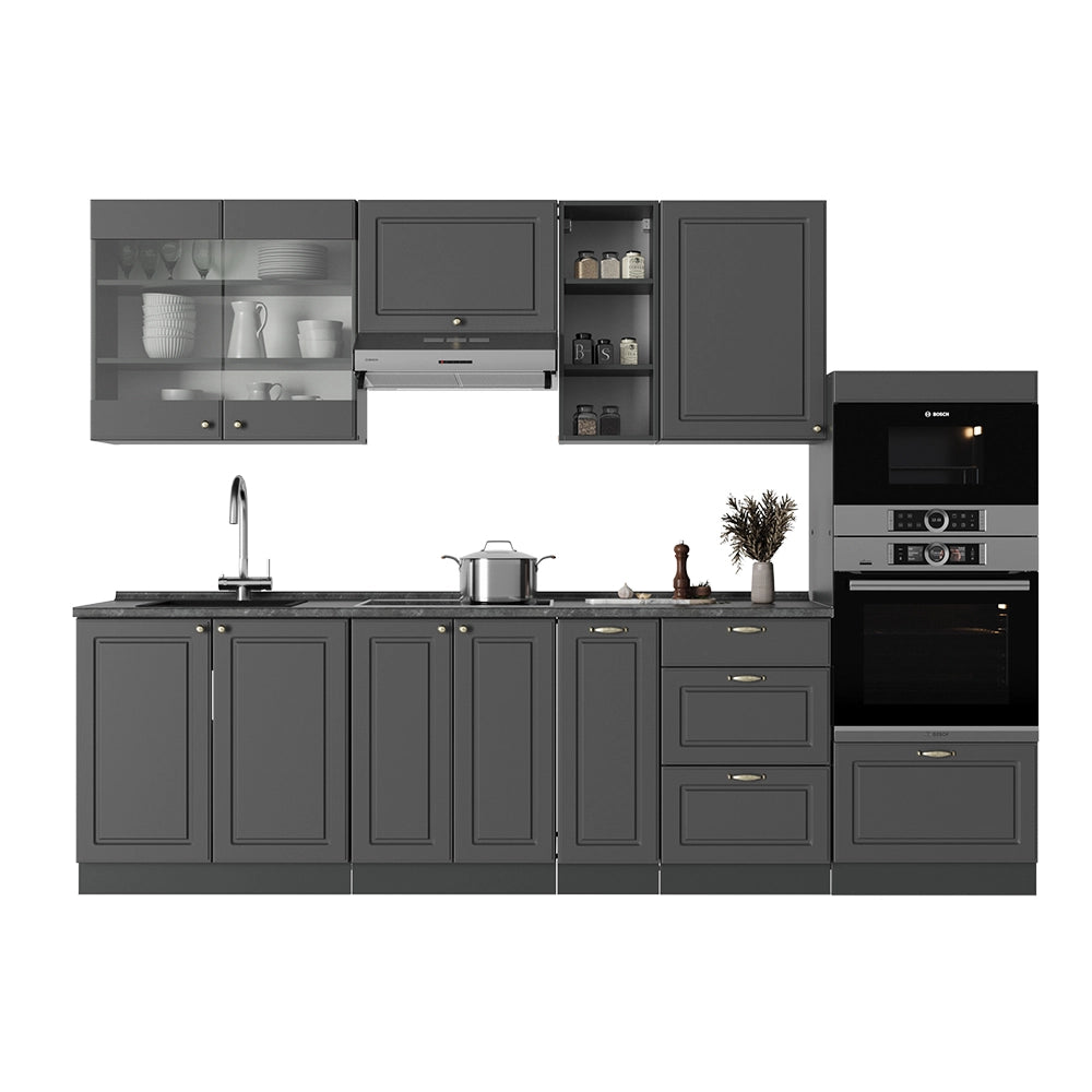 Cucina componibile Fame-Line Oro-antracite rustico/Antracite 280 cm, PL Marmo Vicco