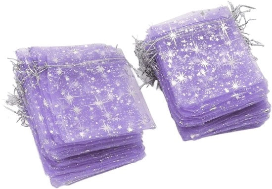 Sacchi di Organza Transparenti 100 Pezzi - Disegno a Corda - Stampa a Stella - Sacchetto di Regalo - Confezione - Sapone Artigianale/Caramelle - Sacchetti di Regalo