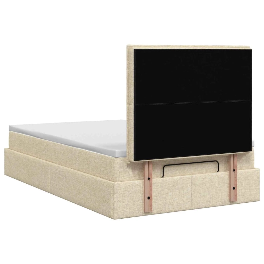 Letto ottomano con materasso Crema 120 x 190 cm Tessuto 3457395