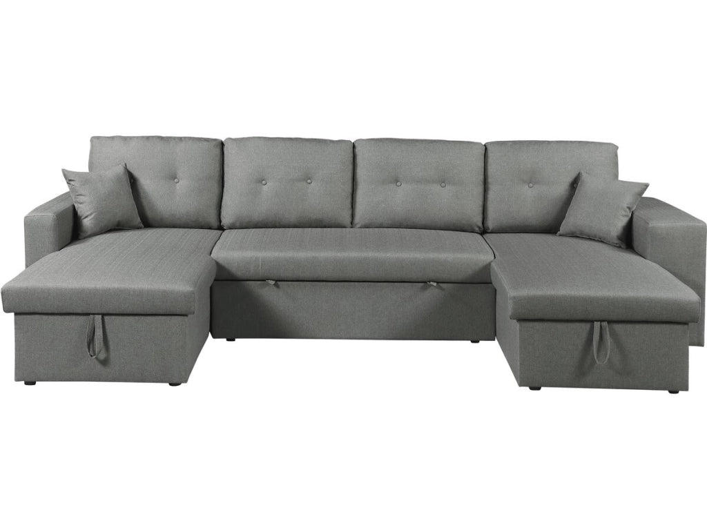 Divano letto angolare panoramico "Axel" in tessuto - 4 posti - Grigio