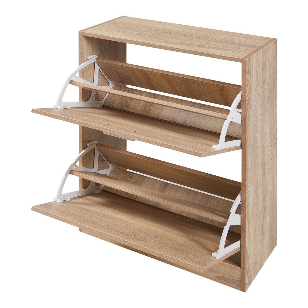 Scarpiera Sykkylven con 2 Contenitori Ribaltabili - Effetto Rovere Sonoma [en.casa]