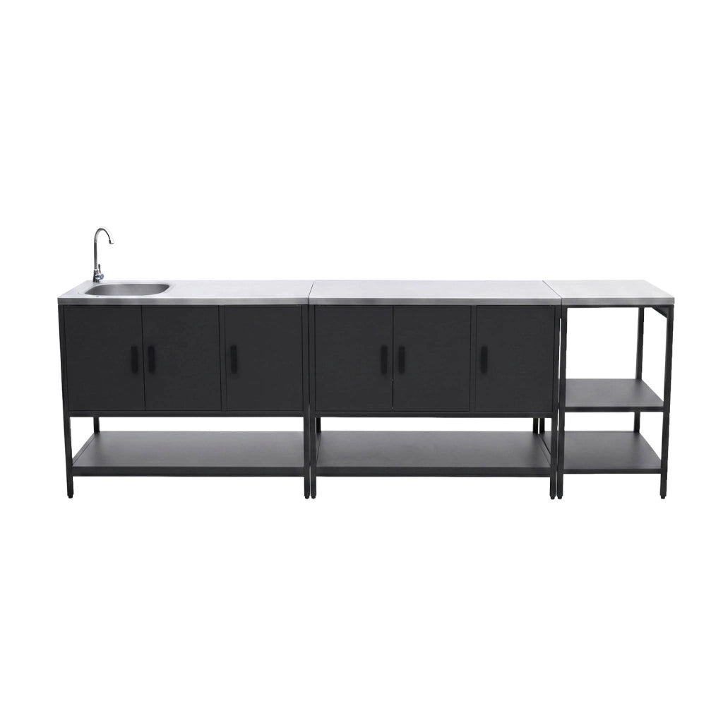 Modulo cucina da esterno in acciaio inossidabile, 3 moduli, nero