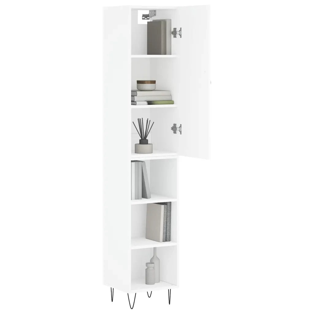 Credenza-Buffet-Armadio da cucina Bianca 34,5x34x180 cm in Legno Multistrato 689616