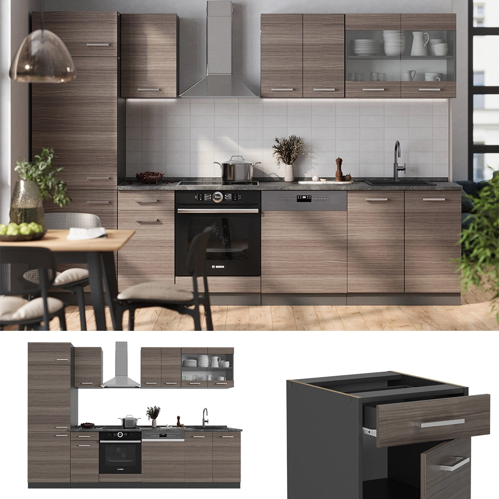 Vicco Cucina componibile Grigio nobile/antracite 300 cm , PL Antracite