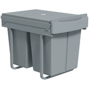 Pattumiera estensibile, 2 x 20 L, contenitori rimovibili, plastica, metallo, grigio