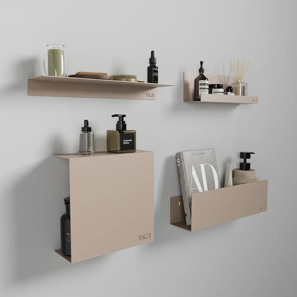 Mensola da bagno portaoggetti da 30 cm in alluminio beige opaco | Tromso