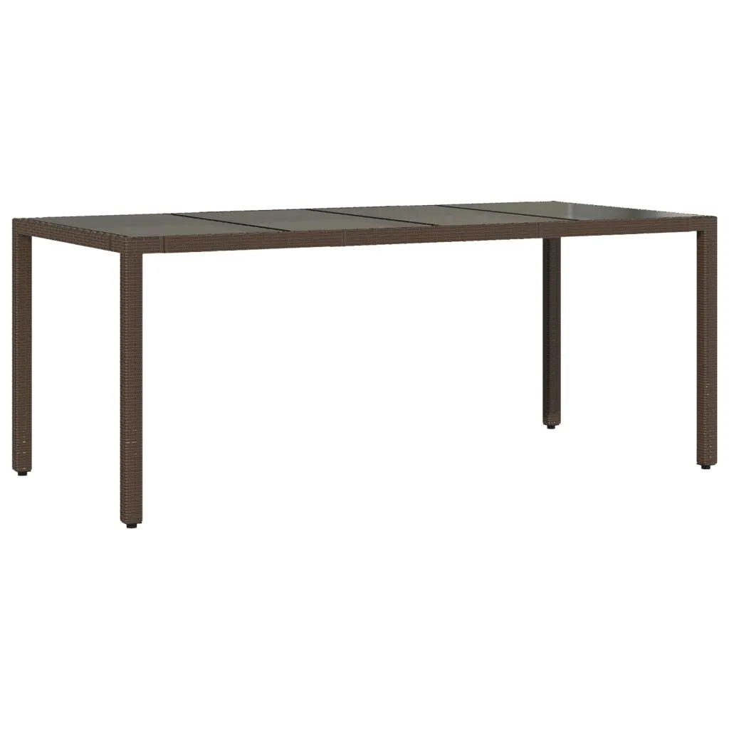 Tavolo Giardino Piano in Vetro Marrone 190x90x75 cm Polyrattan 365593