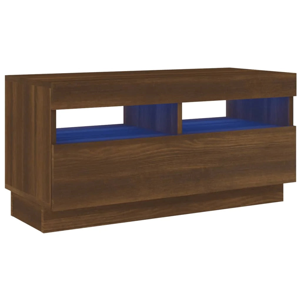 Mobile TV multimediale scaffale TV credenza mobile TV per sala da pranzo soggiorno camera da letto con luci LED rovere 80 x 35 x 40 cm marrone 02_0026699